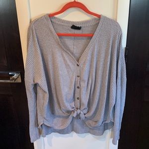 Urban outfitters. Gray thermal tie top. Size M